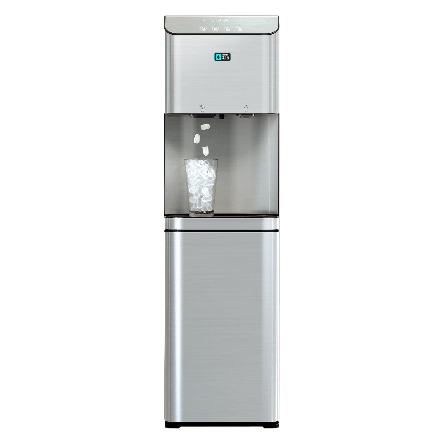 C-720 + Ice freestanding bottleless water cooler with hot & cold dispensing and nugget ice production, reverse osmosis filtration, and in-tank UV sterilization