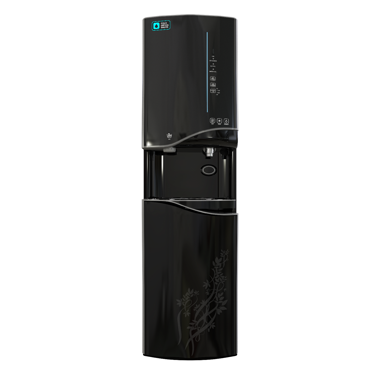 C-900 + Ice freestanding bottleless water cooler with hot, cold, ambient water and ice, 5-stage reverse osmosis filtration, and in-tank UV sterilization