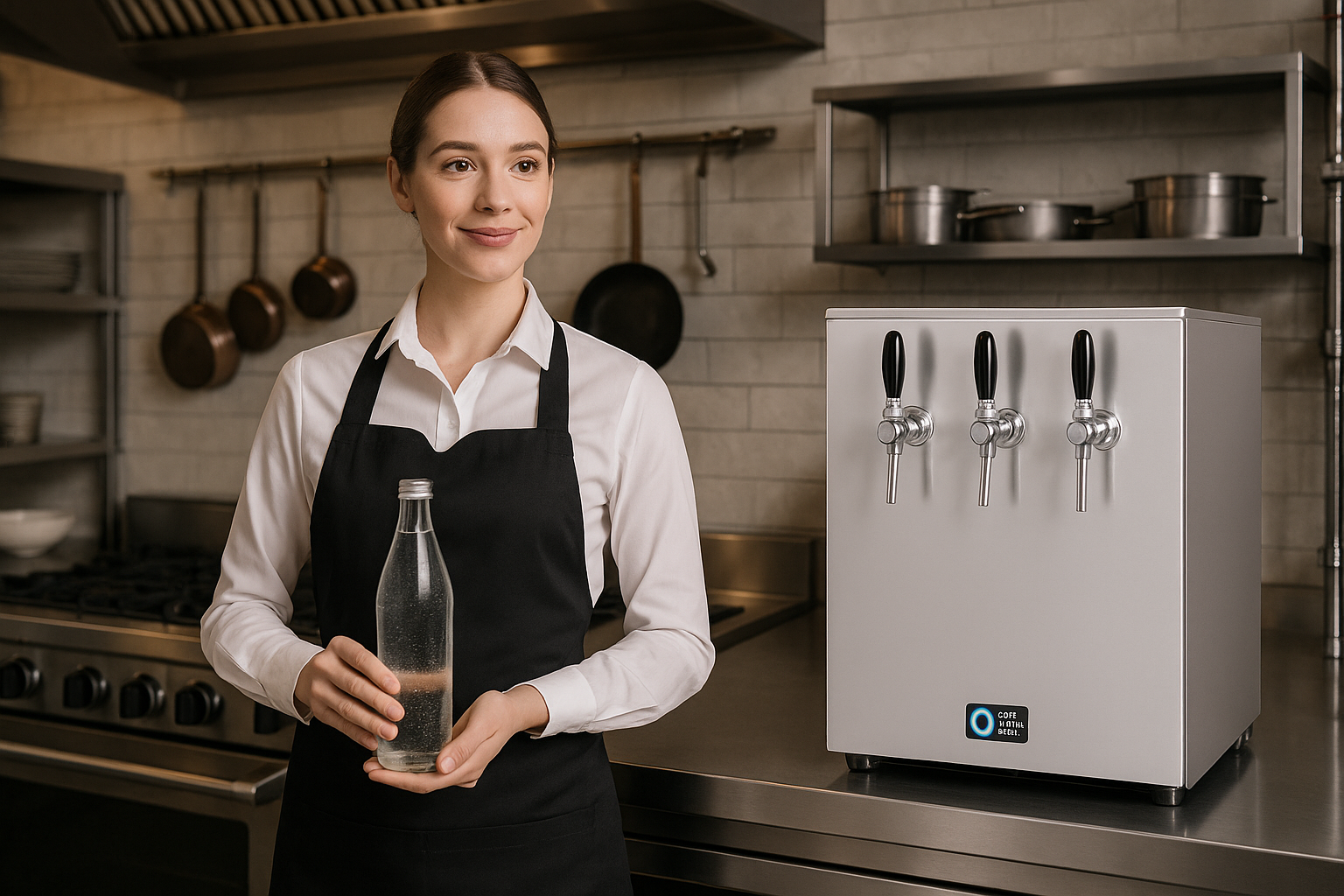 Sparkling water machine in a restaurant setting